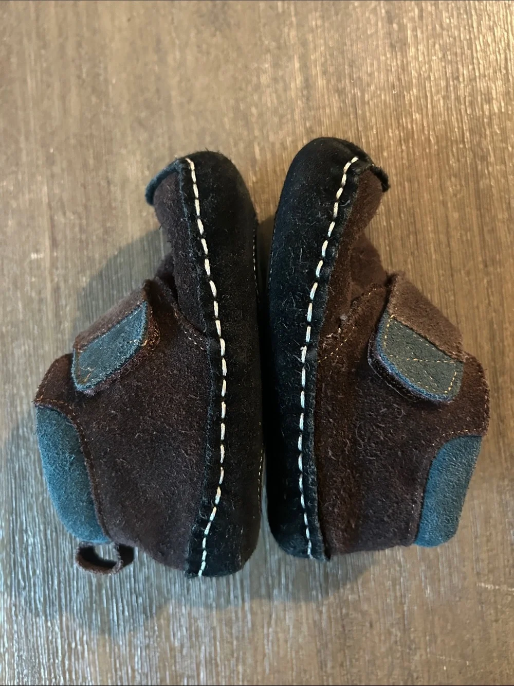 Kids Brown Suede Hook-and-Loop Shoes, Sz. 18/24 Months, or 4.